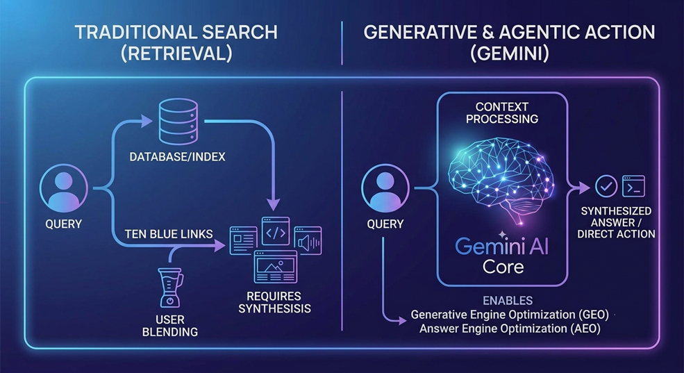 Traditional Search vs. Gemini Action